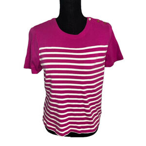 Classic Preppy Lauren Ralph Lauren Pink Striped Shirt Size L